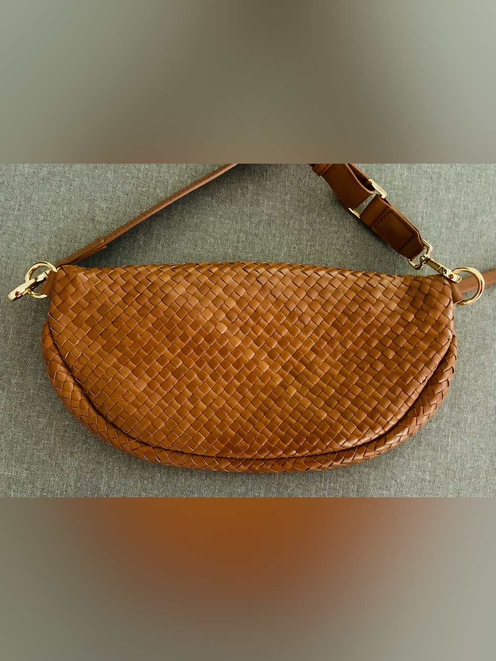 Quince Woven Italian Leather Crossbody Sling Bag - Picture 8 of 12